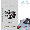 Clear Turbo Text Diesel Label for Cars